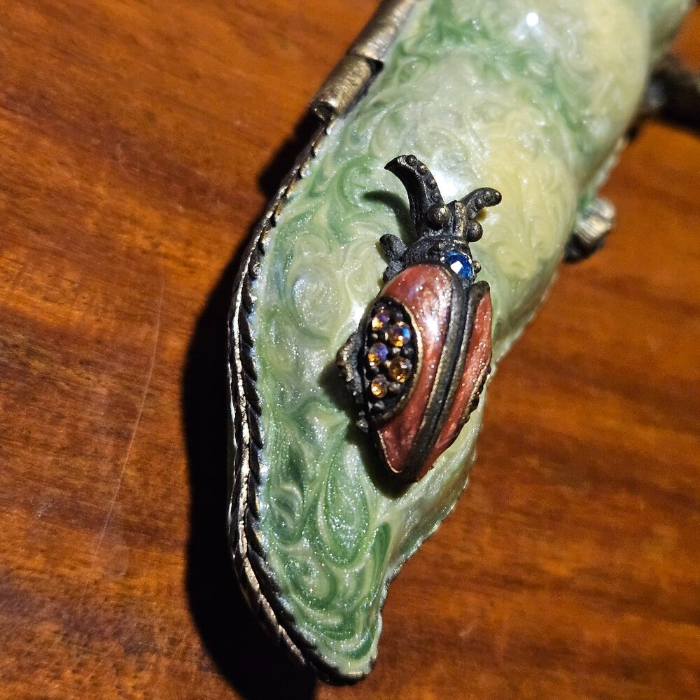 RARE JAY STRONGWATER 2 PEAS IN A POD PROVENCE LADYBUG ENAMEL CRYSTAL TRINKET BOX - Picture 7 of 10